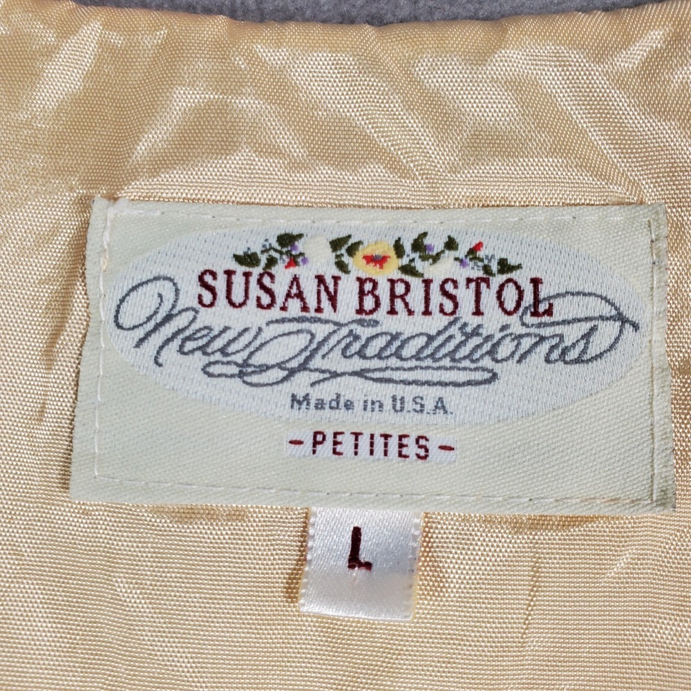 VTG Susan Bristol Vest Womens L Petite Yellow Horse Print Quilted Equestrian - Picture 6 of 8